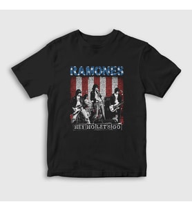 Presmono Unisex Çocuk Siyah Go Ramones T-Shirt 169641tt
