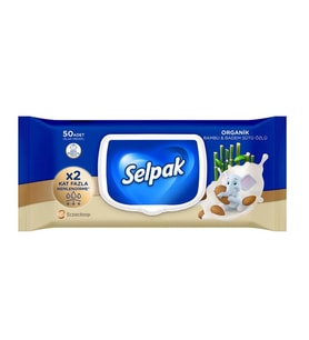 Selpak Organik Bambu Özlü & Badem Sütü Özlü Islak Mendil 50'li