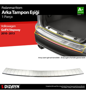 S-Dizayn VW Golf 6 SW Krom Arka Tampon Eşiği 2010-2013