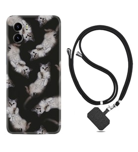 Vivo Y15S Y32 Y33S Y51 Y53S Kılıf Boyun Askılı Silikon Sevimli Kedicikler 1785