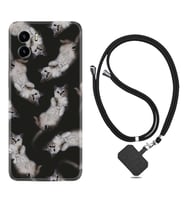 Vivo Y15S Y32 Y33S Y51 Y53S Kılıf Boyun Askılı Silikon Sevimli Kedicikler 1785
