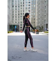 Menton Neon Pembe Biyeli Siyah Spor Tayt