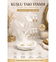 Kuşlu motifli şık takı organizeri ve sunumluk, düzenli saklama sağlar