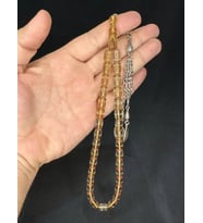TOZ KEHRİBAR TESBİH BEJ RENKLİ KAPSÜL KESİM 11MMX7,5MM T-570 (Çok Renkli)