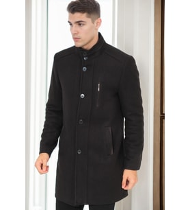 PLT9386 DEWBERRY ERKEK PALTO-DİAGONAL SİYAH