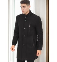 PLT9386 DEWBERRY ERKEK PALTO-DİAGONAL SİYAH