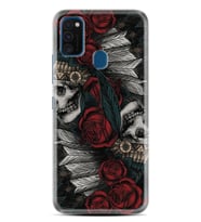 Samsung M21 M22 M23 M30 M31S M32 Kılıf Desenli Silikon Skull Rose 1673