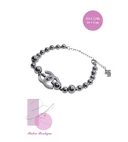Rubin Boutigue Boncuk Charm Beyaz Altın Kaplama Kadın Çelik Bileklik 072