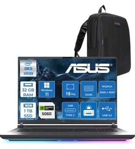 Asus Rog Strix G18 G815JMR Intel Core I9 14900HX 32GB 1tb SSD 8GB/RTX5060 115W Gddr7 18" 2.5k (2560 x 1600, Wqxga) 240Hz 3ms Windows 11 Pro Taşınabilir BilgisayarZS9035P11+ZETTAÇANTA