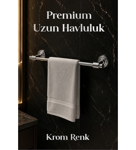Krom Renk Metal Uzun Havluluk Duvara Monteli