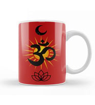 Sunny Ohm Moon and Lotus Ohm Symbol Kupa Bardak Porselen