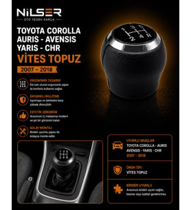 Vites Topuz Siyah 6 İleri Corolla Auris - Yaris -Avensis 2007-18