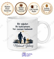 Oğul Babası Özel Tasarım Kupa Bardak Babalar Günü Hediyesi