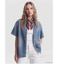 LCW Vision İndigo Loose Fit Kadın Jean Gömlek