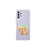 Samsung Galaxy A32 ile Uyumlu Splash Köpek Tasarımlı Şeffaf Silikon Kılıf
