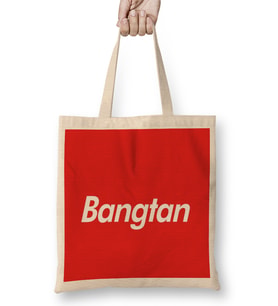 Kpop Bangtang Box Logo 01 Bez Çanta Uzun Saplı