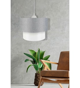 Kumaş Gri Beyaz Pasta Retro Modern Avize Sarkıt Çap 30 cm PAV64