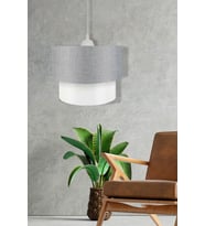 Kumaş Gri Beyaz Pasta Retro Modern Avize Sarkıt Çap 30 cm PAV64