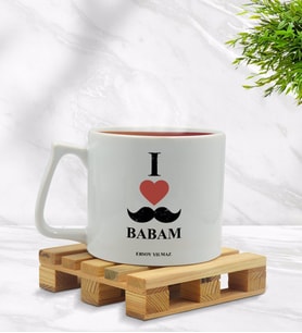 BK Gift Kişiye Özel Babamı Seviyorum Tasarımlı Middle Beyaz Kupa Bardak Model 1