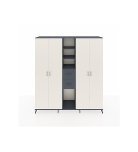 Hyperion Dolap 15 Raflı 2 Çekmeceli 4 Kapaklı 220x44x243 Antrasit-Aytaşı/Antrasit