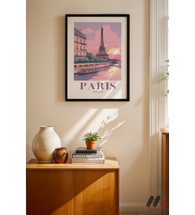 Paris Seyahat Posteri, Siyah Çerçeveli Duvar Tablosu - Seyahat Severlere Hediye