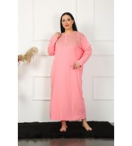 Akbeniz Big Uzun Kol Dantelli Somon Anne Gecelik 1355