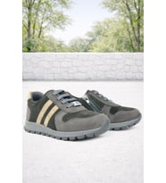Rakerplus Deri Gri Kum Rengi Fermuarlı Sneaker Spor Ayakkabı