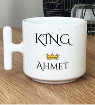 Kişiye Özel King Hediye T Kupa Bardak Sevgiliye Hediye (Beyaz)