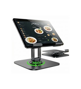 360° Q18 Döner Masaüstü Tablet & iPad Standı – Ayarlanabilir, Katlanabilir Metal Tutucu Siyah