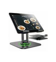 360° Q18 Döner Masaüstü Tablet & iPad Standı – Ayarlanabilir, Katlanabilir Metal Tutucu Siyah