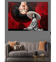 Japon Kadın Ve Şemsiye Dekoratif Kanvas - Mdf Ahşap Tablo