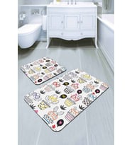 Renkli bitki desenli Desen Banyo Halısı Klozet Paspas Seti BS248