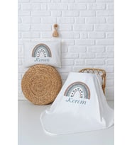 Pia Baby Premium %100 Pamuk Çift Kat Penye Battaniye ve Yastık Kılıfı Yenidoğan Erkek Bebek Hediyesi 5073-10 (Ekru)