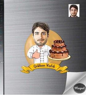 Kişiye Özel Pastacı Erkek Ahşap Magnet -1