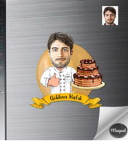 Kişiye Özel Pastacı Erkek Ahşap Magnet -1