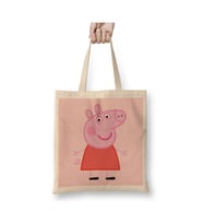 Peppa Pig 05 Beyaz Bez Çanta Uzun Saplı Alışveriş Çantası Plaj Çantası