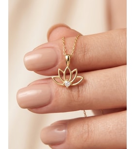 Minik Lotus Çiçeği 14 Ayar Altın Kolye