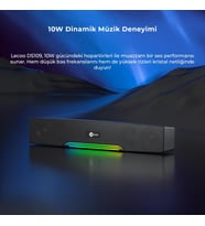 DS109 10W Bluetooth Kablosuz RGB Aydınlatmalı Hoparlör - Masaüstü, PC, TV, Laptop Uyumlu, USB/SD Kart/AUX Girişi, 360° Surround Ses, Mikrofonlu Taşınabilir Soundbar Siyah