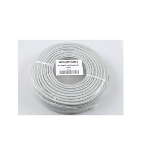 Eyfel EF-C200 2+1 0,22 Folyolu Lüks Cctv Kablo (100M) (Beyaz)