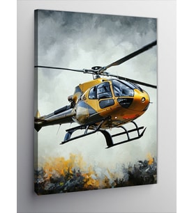 Kanvas Tablo Sarı Kurtarma Helikopteri