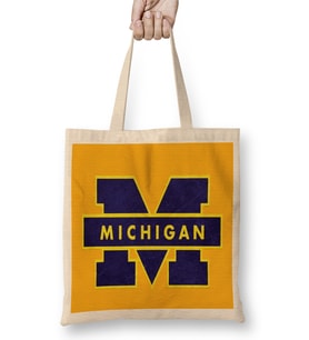 Logo Michigan Bez Çanta Uzun Saplı