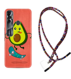 Tecno Spark 6 6 Go 8C 8 Pro 7 7 Pro Kılıf Boyun Asklı Rasta Silikon Avokado Skate 1741