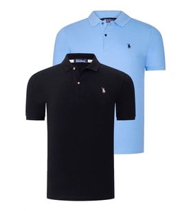 İKİLİ SET T8561 DEWBERRY ERKEK TSHIRT-SİYAH-AÇIK MAVİ (Karışık)