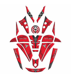 YAMAHA MT25  UYUMLU 2020 FULL TANK PAD SET 004 KIRMIZI