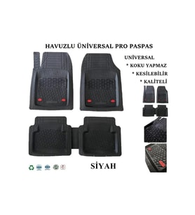Kia Rio HB 2019 Uyumlu 4 Cm Derin Havuzlu 5 Parça Set 3D Paspas Takımı Siyah
