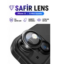 iPhone 13 / 13 Mini Siyah Metal Kamera Lens Koruyucu Safir Cam Ultra Net HD