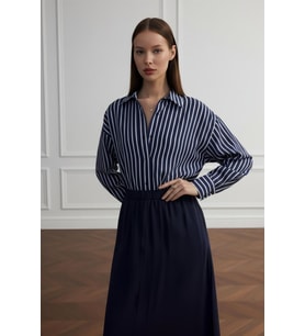 Oversize Çizgili Modal Gömlek
