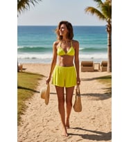 Mulvxbrf Brf02 Kadın Fosforlu Şortlu Belden Ve Boyundan Bağlamalı Bikini Takımı (Mulvix)