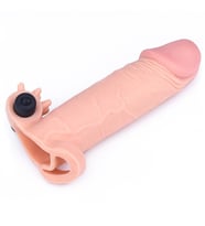 Baş Kısmı 5 Cm Uzatmalı Her Penise Uygun Klitoris Uyarıcılı Titreşimli Penis Kılıfı