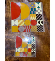 2 ADET ÜTÜ İLE YAPOIŞAN GEOMETRİ ŞEKİLLİ TRANSFER BASKI ARMA 19X19-11X11 (Hardal)
